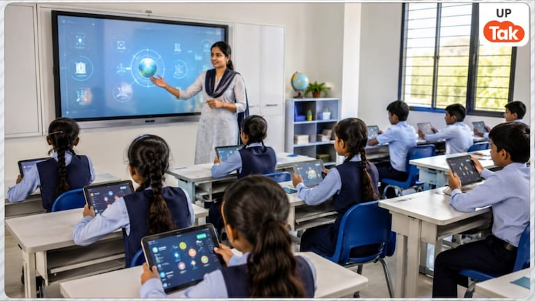 स्मार्ट क्लासरूम, डिजिटल लाइब्रेरी और शिक्षकों को टैबलेट, यूपी में बदल गया पूरा शिक्षा मॉडल UP Tak