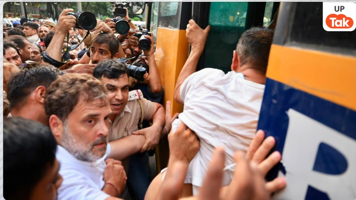 जब खींचकर ले जा रही पुलिस तब राहुल गांधी के नाक पर आई चोट, हाथों में ये क्या बंधा था?