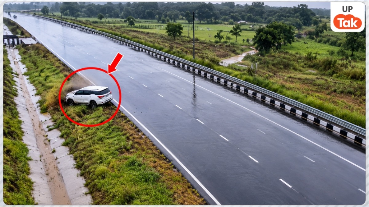गंगा एक्सप्रेसवे पर चलती फॉर्च्यूनर का अचानक फटा टायर, पोल से टकराई कार… बाल-बाल बचे विधायक चंद्रपाल लोधी