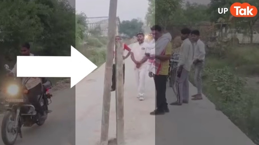 मिर्जापुर की अजब सड़क... बीच रास्ते में सीना ताने खड़ा है बिजली का खंभा, हादसों को दे रहा दावत!