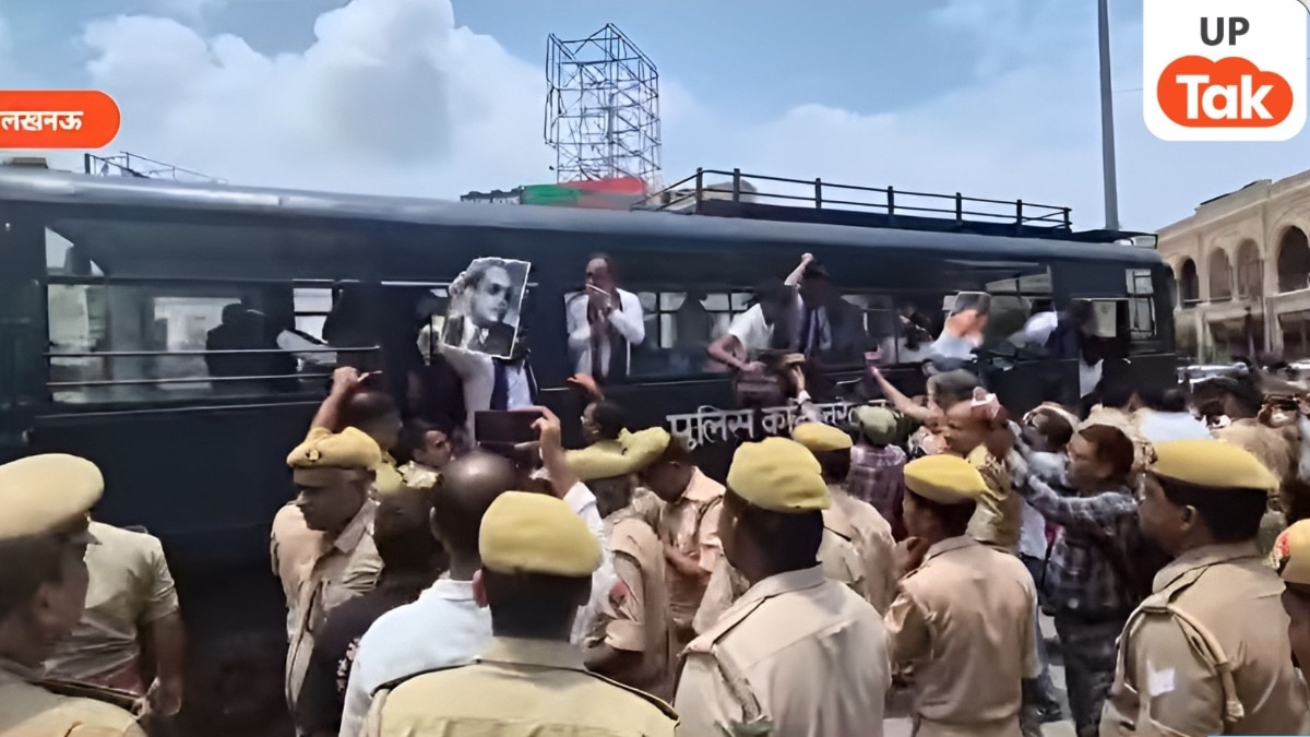 धर्मेंद्र प्रधान के इस्तीफे की मांग पर लखनऊ में बवाल, भीम आर्मी कार्यकर्ताओं के प्रदर्शन के बीच पुलिस ने लिया बड़ा एक्शन!