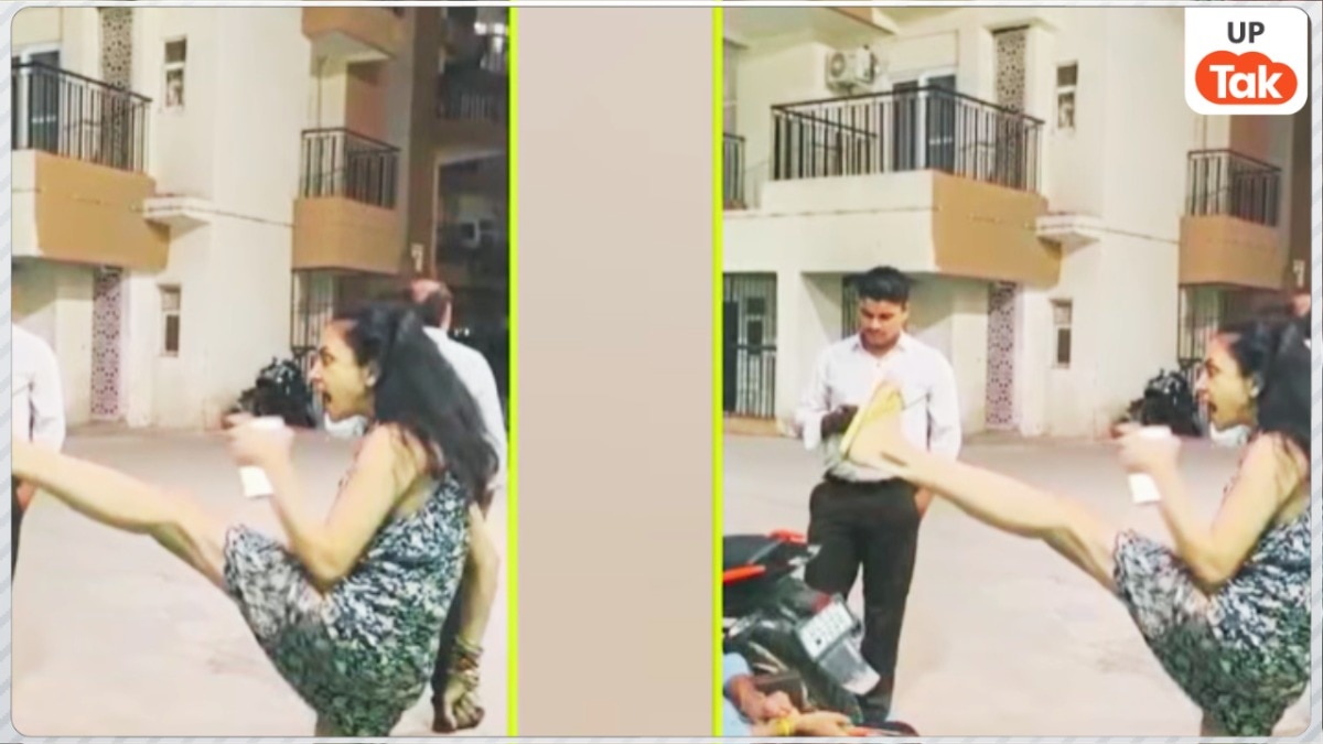 ग्रेटर नोएडा की महंगी सोसाइटी में महिला ने किया जमकर हंगामा, गार्ड को दी भर-भरकर गंदी गालियां!