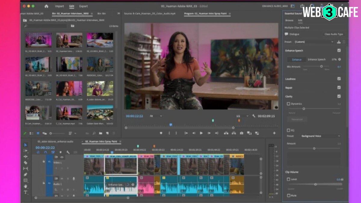 Remove filler words, pauses & background noise with AI in Adobe