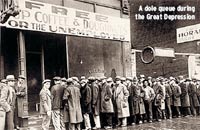 A dole queue during the Great Depression A dole queue during the Great Depression