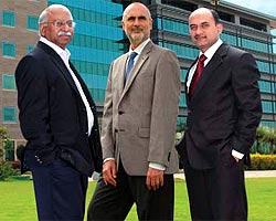 (From L-R) Saurabh Srivastava, Will Bauman and Amit Chatterjee in front of the India Technology Center (ITC) in Hyderabad