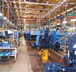 A tractor plant in Greater Noida: Factory output is moderating