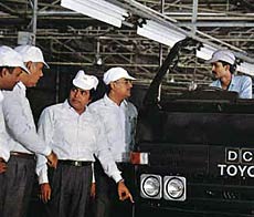 Managers at the DCM Toyota plant at Surajpur in Uttar Pradesh