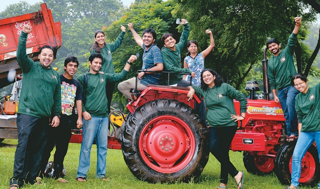 IRMA students on a tractor