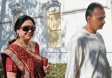 Anil and Tina outside the ancestral house