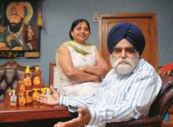 Kashmir Apiaries J.S. Kapoor with his wife: Hopes domestic demand for honey will grow