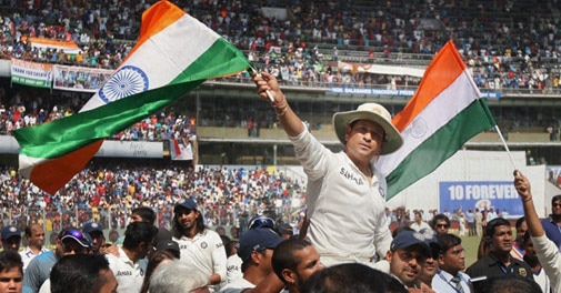 Sachin Tendulkar is given a farewell lap by his team mates after he bid a tearful adieu to international cricket at Wankhede Stadium in Mumbai Sachin Tendulkar is given a farewell lap by his team mates after he bid a tearful adieu to international cricket at Wankhede Stadium in Mumbai