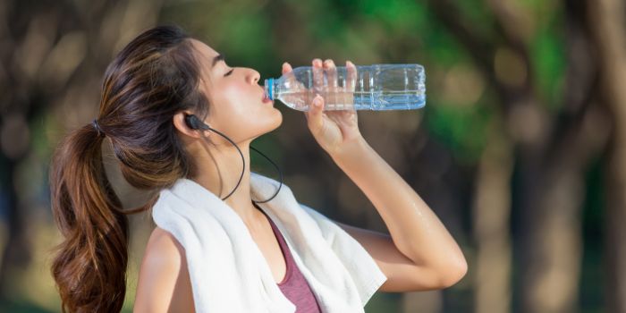 woman drinking water