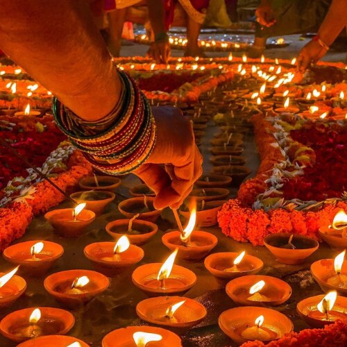 Diyas during Diwali