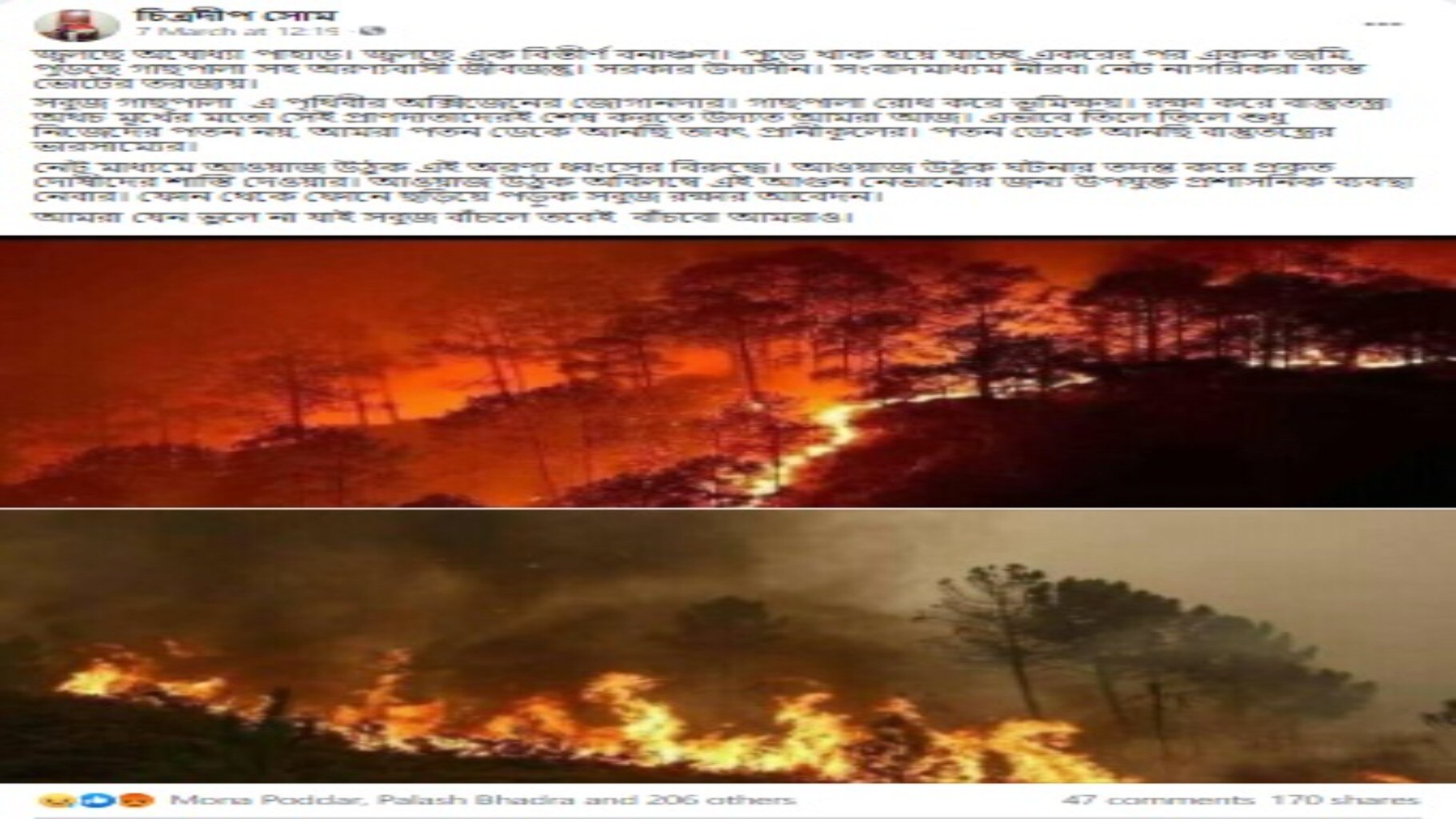 ভাইরাল এই ছবিদুটি কি অযোধ্যা পাহাড়ের আগুন লাগার?