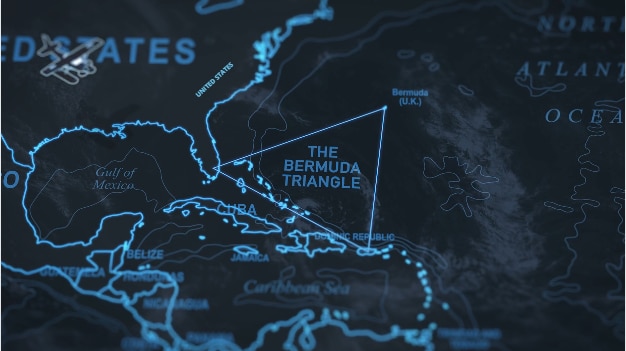 Bermuda Triangle on the world map.