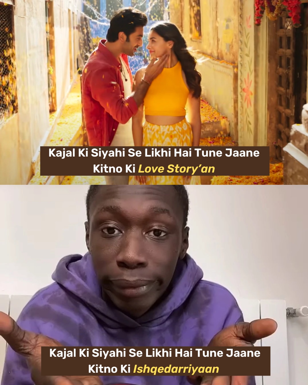 In fact, we tried using 7 phrases that could've fit the song so much better than 'Love story'an'.