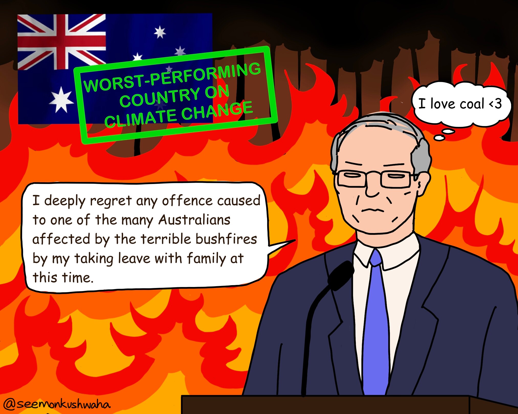 Irresponsible leaders when climate change causes havoc in their country.