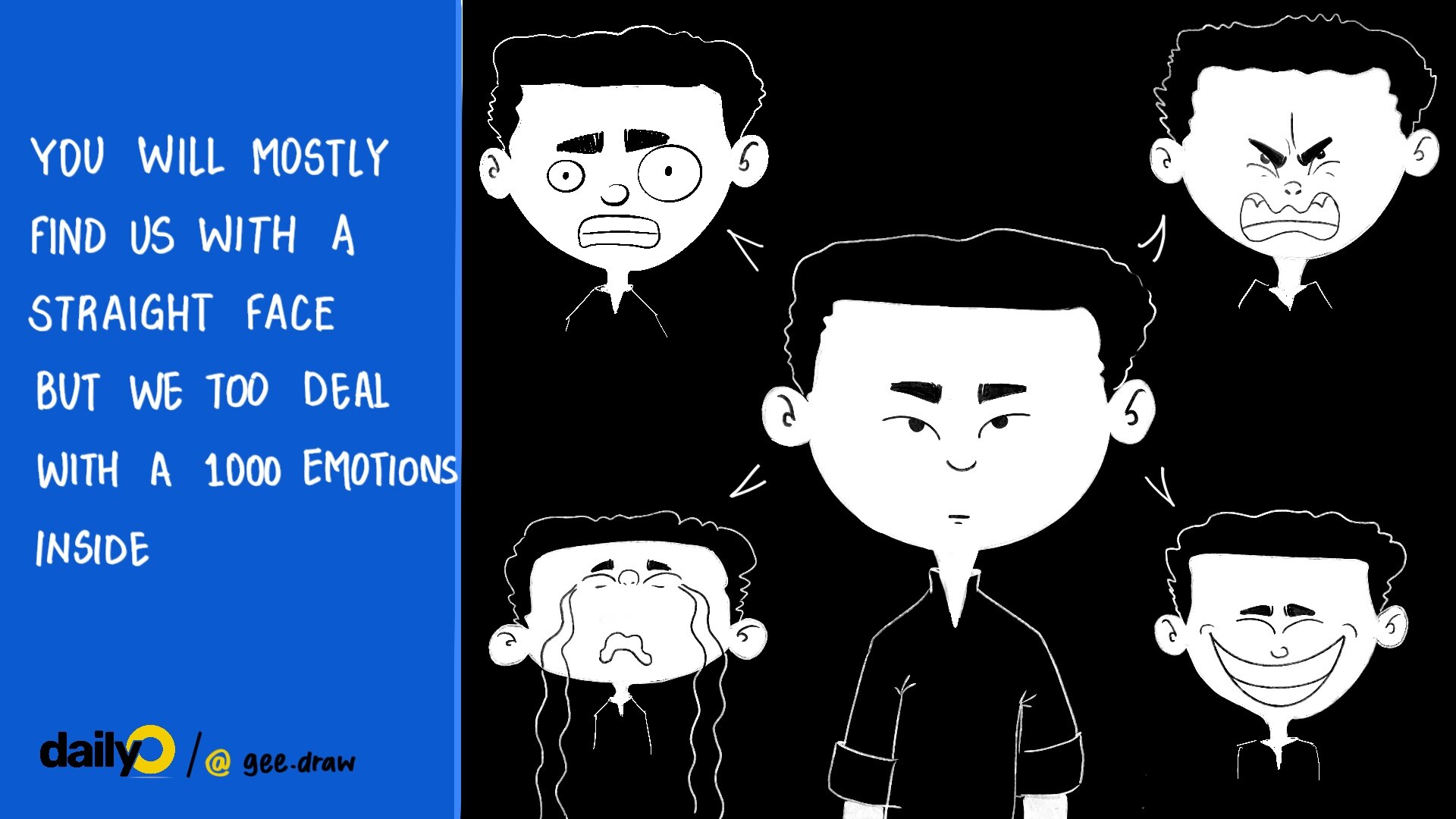 You will mostly find us with a straight face but we too deal with a 1000 emotions inside. You will mostly find us with a straight face but we too deal with a 1000 emotions inside.