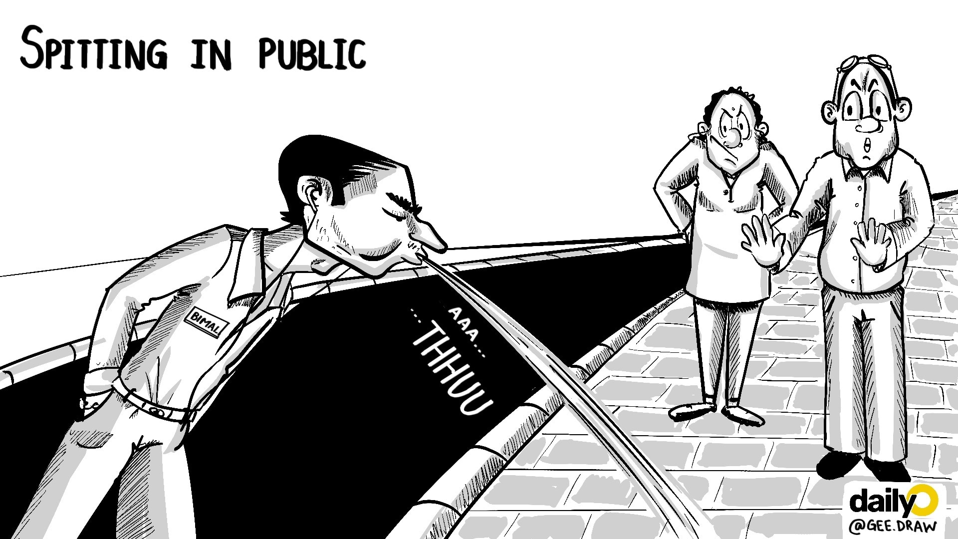 Be it any wall in the country, you will always find that long 'paan ki peek' because we Indians can't do without spitting. Be it any wall in the country, you will always find that long 'paan ki peek' because we Indians can't do without spitting.