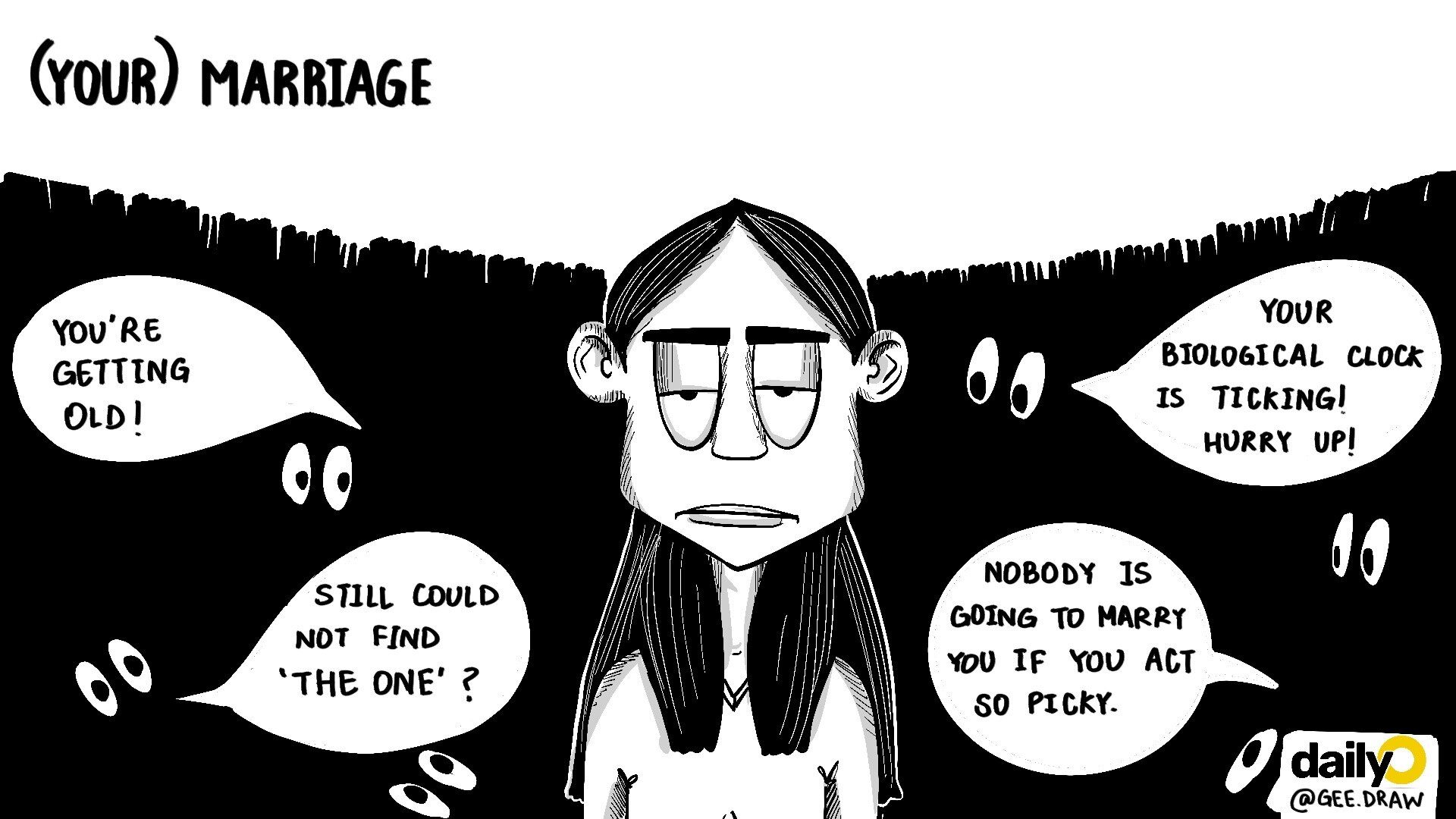 The most talked about topic is marriage. We obsess over discussing others' married life. The most talked about topic is marriage. We obsess over discussing others' married life.