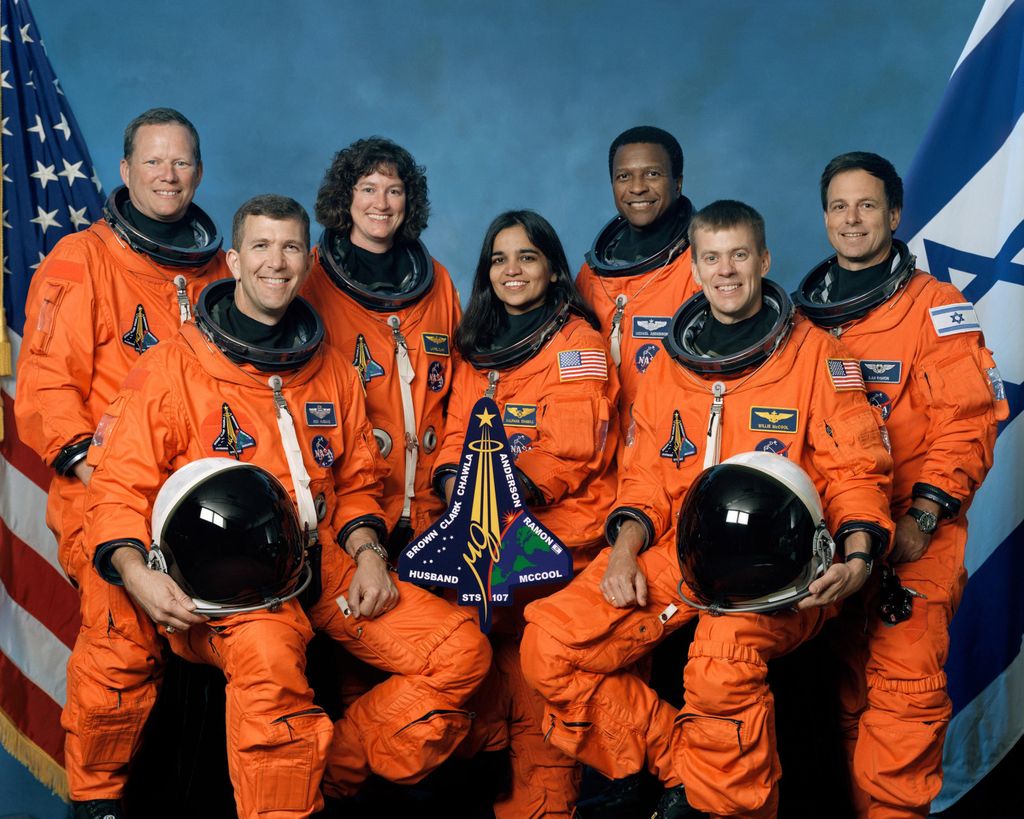 The ill-fated crew of Columbia that crashed on Feb 1 2023 with Kalpana Chawla in the centre (photo-NASA)