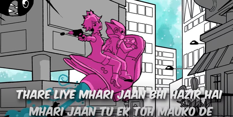 Still from SuperMario music video (Artwork and comic design by Jeslina John)