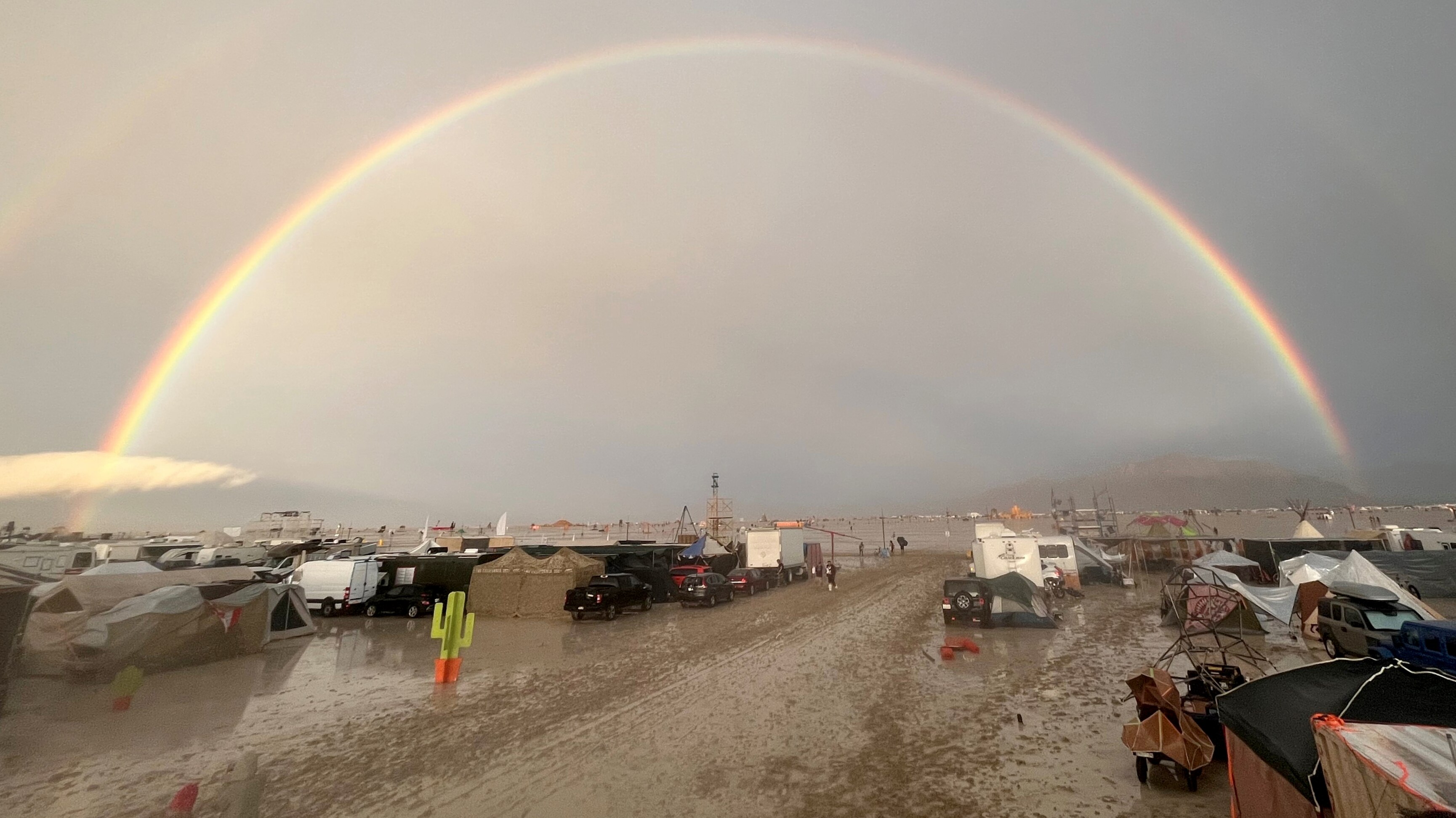 Rain turns Burning Man Festival  a muddy mess with thousands stranded in loo-less limbo