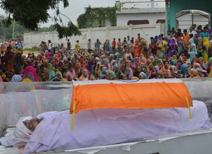 In violation of the Flag Code of India, the coffin of one of the Dadri lynching-accused was draped in the Tricolour.