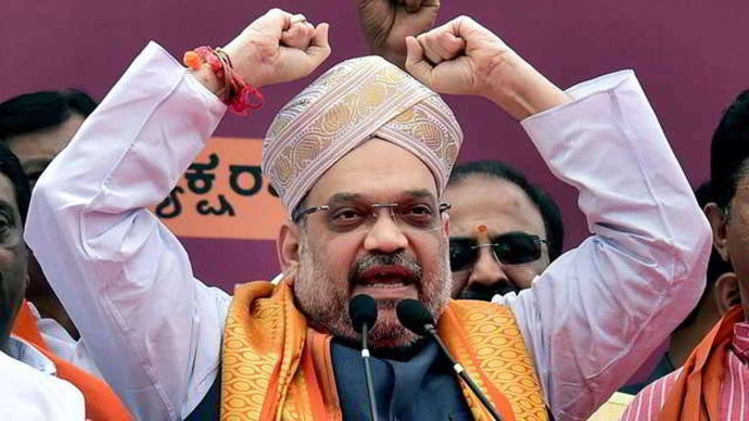 BJP chief Amit Shah has said the Karnataka government under the Congress is 'anti-Hindu'. Photo: PTI