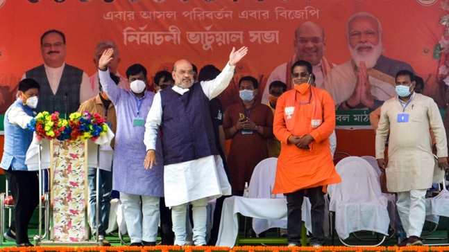 Union Home Minister Amit Shah in West Bengal on April 22. Photo: PTI