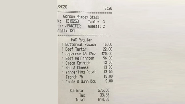 The final bill. Photo: Reddit