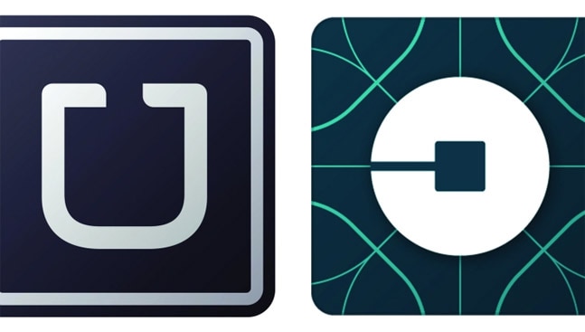 The old and new version of the Uber logo. Photo: Uber The old and new version of the Uber logo. Photo: Uber