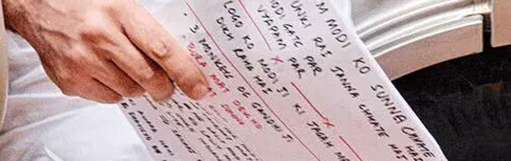 Rahul Gandhi's 'cheat sheet' goes viral. Twitter takes his class