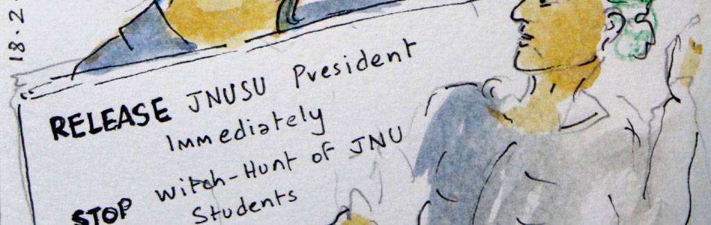 In sketches: What JNU's march for India looked like