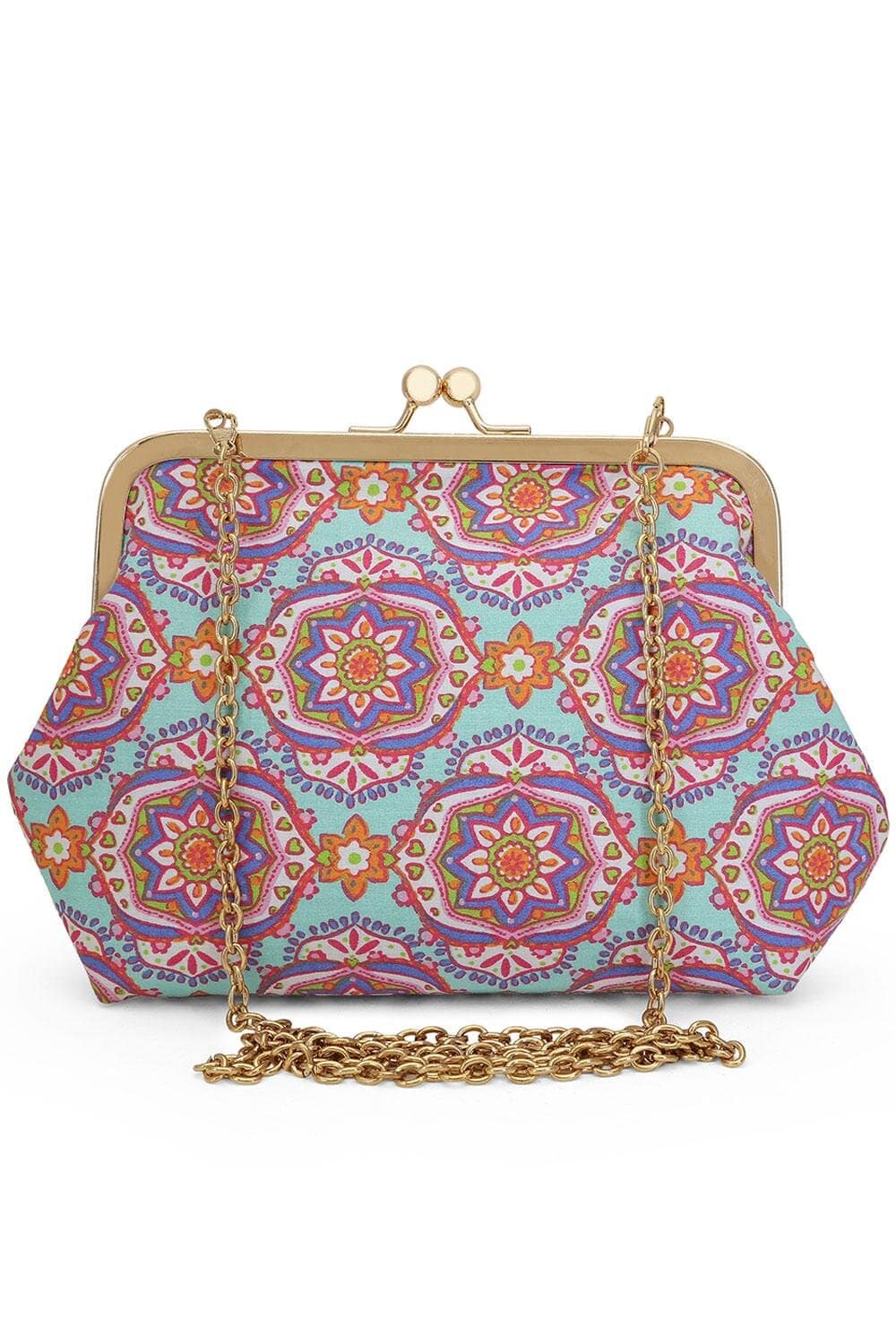 Indian Inspired Beaded Fuchsia Silk Clutch with Pearls and Crystals