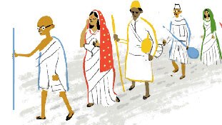 गूगल ने स्वतंत्रता दिवस पर गांधी जी को समर्पित किया डूडल