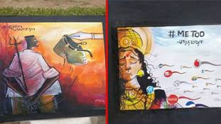 विवादास्‍पद पेंटिंग: भावनाएं भी भड़का दीं, खेद जताकर बच भी गए !