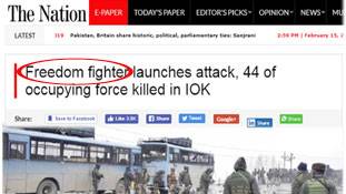 Pulwama Attack पर पाक मीडिया की हरकत, हमलावर है उनका 'स्वतंत्रता सेनानी' Pulwama Attack पर पाक मीडिया की हरकत, हमलावर है उनका 'स्वतंत्रता सेनानी'