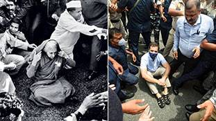 सड़क बैठकर राहुल गांधी ने इंदिरा वाला पोज़ मारा, लेकिन... सड़क बैठकर राहुल गांधी ने इंदिरा वाला पोज़ मारा, लेकिन...