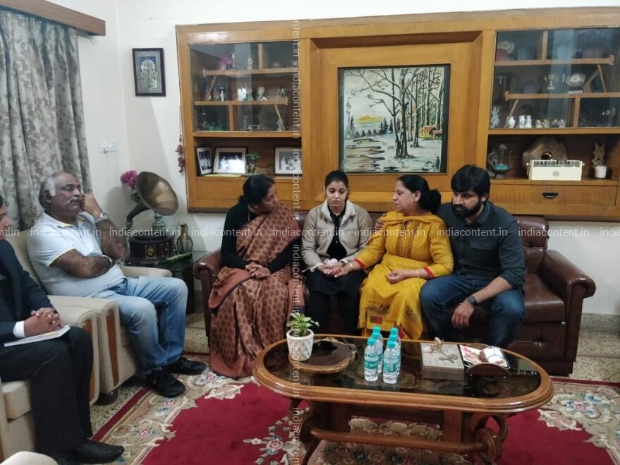 Buy Ghaziabad Defence Minister Nirmala Sitharaman Meets Family Members Of Squadron Leader Sameer Abrol Who Died When A Newly Upgraded Mirage 2000 Fighter Crashed At The Hal Airport On Bengaluru In Uttar