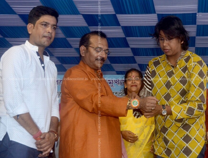 Buy Kolkata Cricketer Jhulan Goswami Ties Rakhi On The Wrist Of West Bengal Sports Minister Aroop Biswas During Raksha Bandhan Celebrations In Kolkata On Aug 26 2018 Photo Ians Pictures Images Photos Every year 60 crore people celebrate raksha bandhan across the world, but do we ever wonder where does the rakhi ends up after the grand celebration? india content