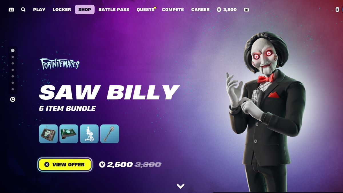 Fortnitemares 2024 How to Unlock Billy the Puppet Skin and SawThemed