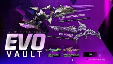Free Fire Evo Vault Update: M1887 Sterling Conqueror, PARAFAL Lore Cyclone & More