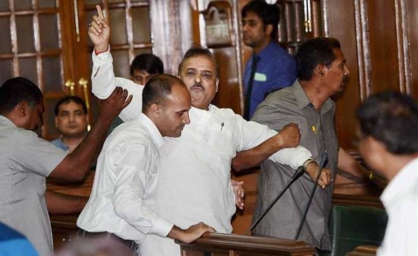 BJP MLA OP Sharma being thrown out of the house