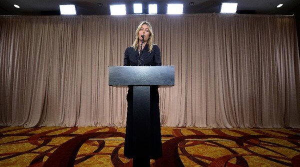 Maria at the press conference