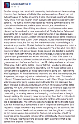 From Anurag Kashyap's FB wall