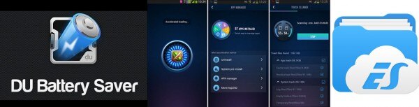 DU Battery Saver, Speedbooster and ES File Explorer
