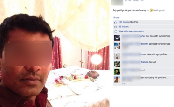selfie with dead grandfather