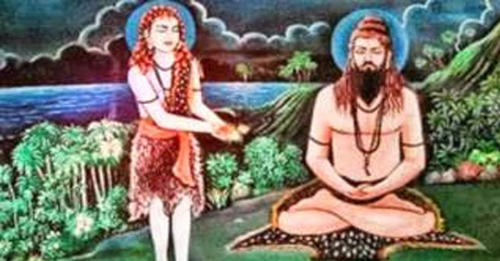 इंटरनेट पर मौजूद भरथरी का एक काल्पनिक चित्र, जिसमें वह अपने गुरु गोरखनाथ के साथ हैं