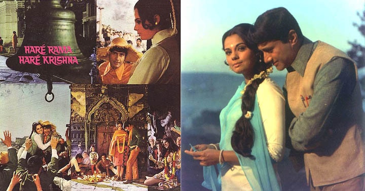 फिल्म 'हरे रामा हरे कृष्णा' (1971) में देव आनंद के साथ मुमताज़.